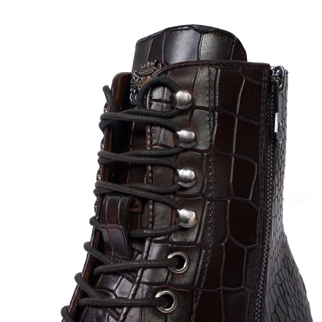 Lusso | FINO Midnight Alligator Trailblazer Combat Boots