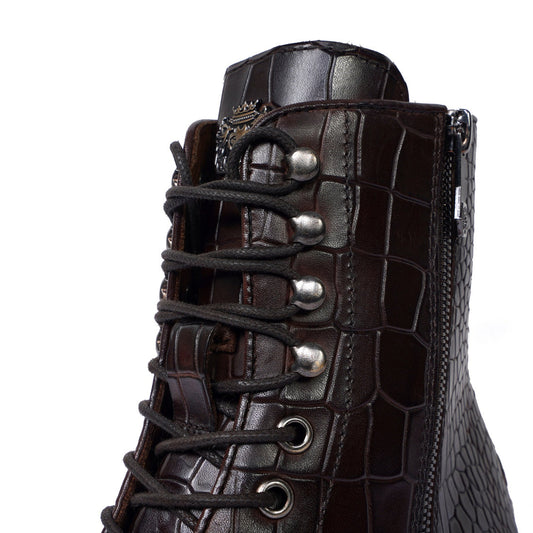 Lusso | FINO Midnight Alligator Trailblazer Combat Boots