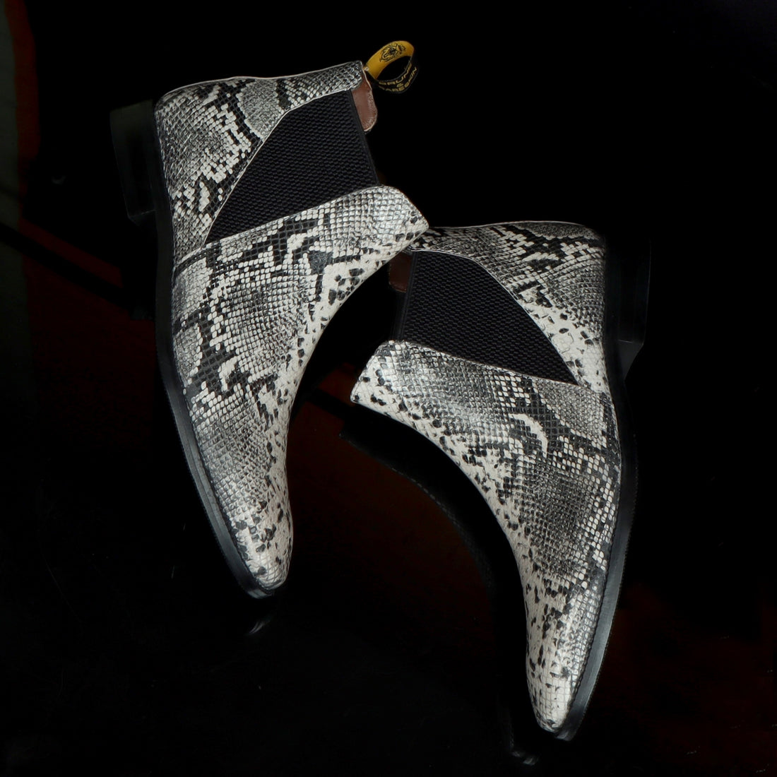Lusso | Fino Serpent Skin Silver Eclipse Chelsea Boot