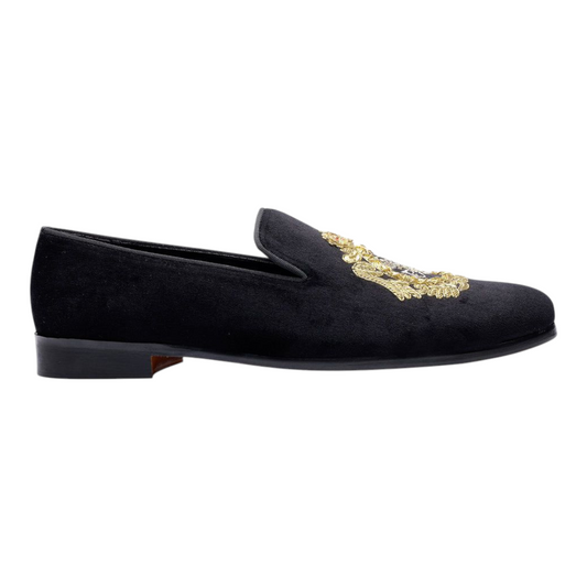 LUSSO FINO – Black Royal Emblem Loafers