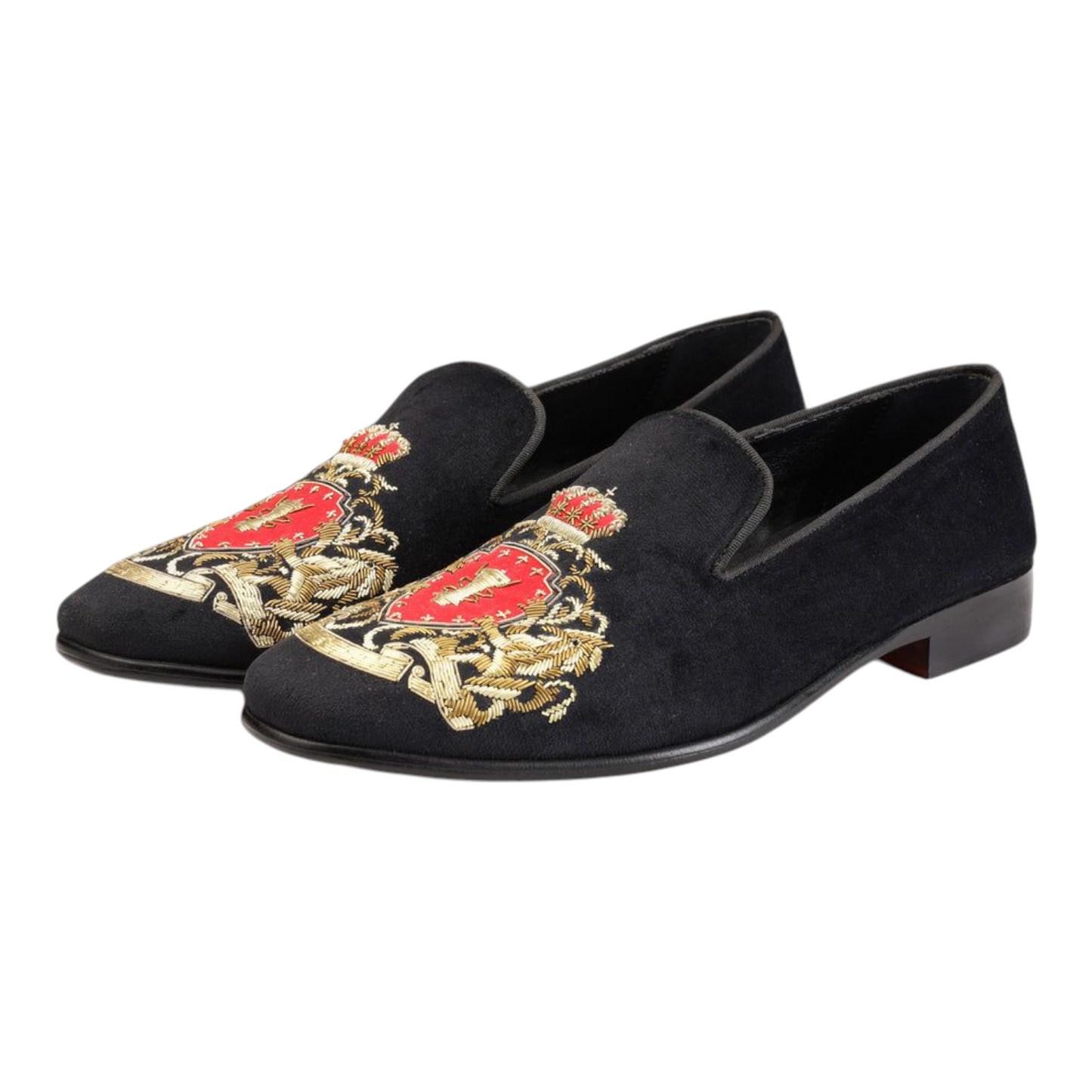 Lusso & FINO “Crown Valor” Crest Embroidered Loafers