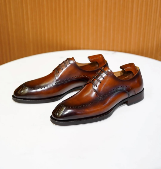 Lusso & FINO Elegant Brushed Leather Wingtip Oxford Shoe For Men's