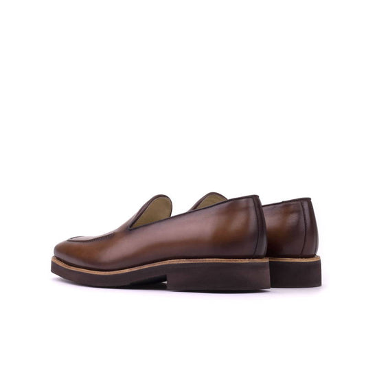 Lusso | FINO GENTLEMEN LOAFER IN HAND PAINED & BURNISHED DARK BROWN CRUST LEATHER