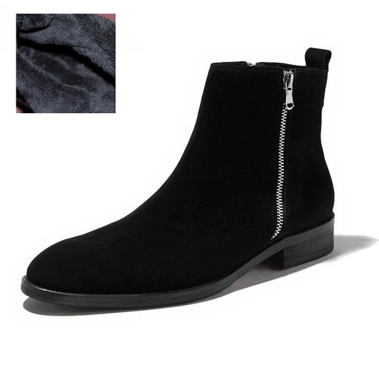 Midnight Zip Suede Leather Boots For Men's