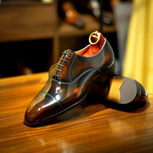 Lusso & FINO |  Grain Crust Leather Balmoral Oxford Shoe For Men's