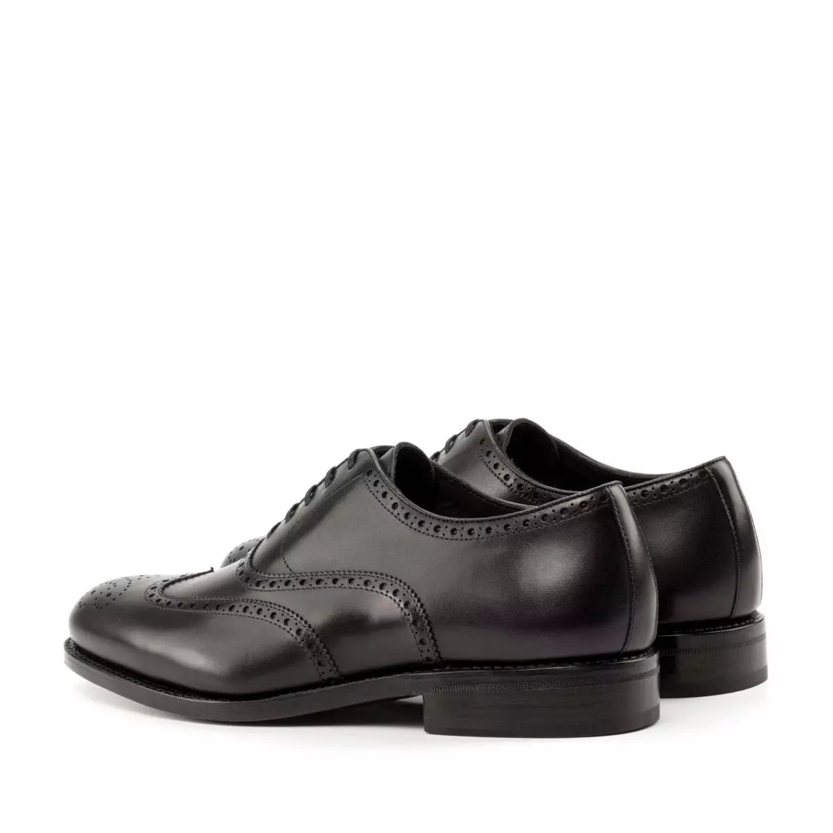 Lusso & Fino Black Men's Italian Leather Full Brogue