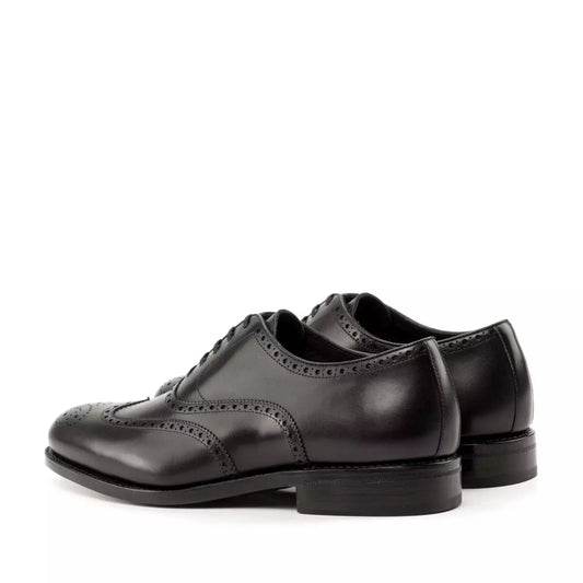 Lusso & Fino Black Men's Italian Leather Full Brogue