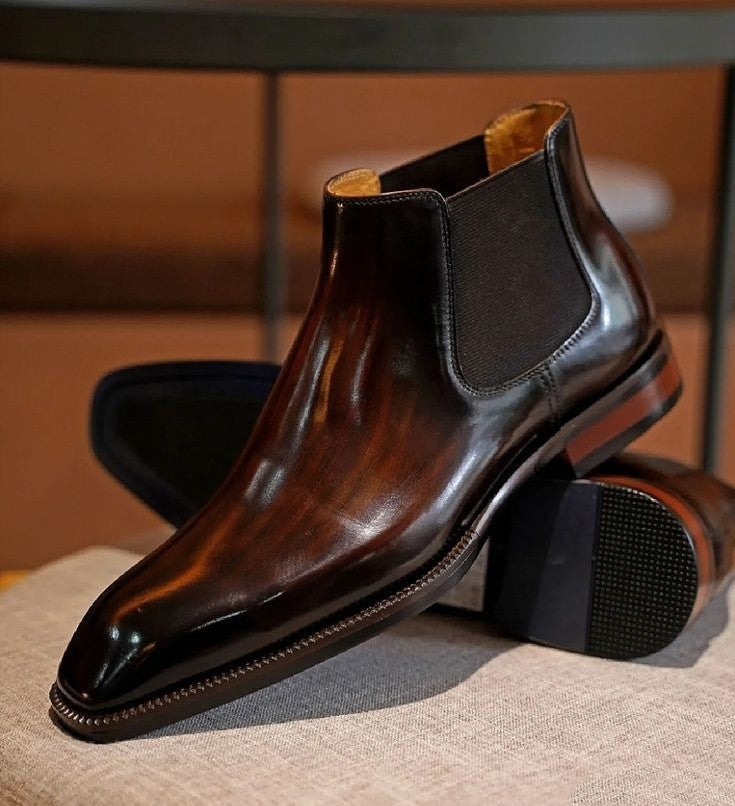 Lusso & FINO Hand Patina Handcrafted Chelsea Boot