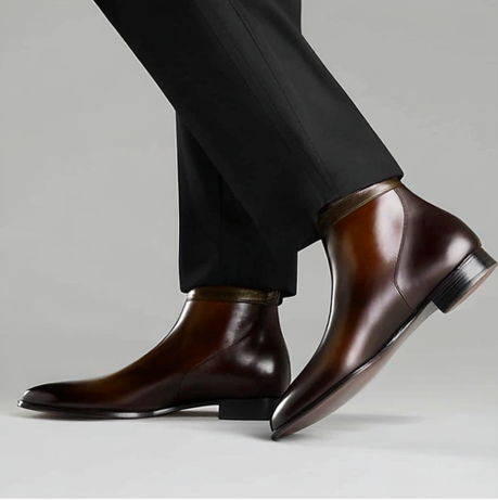 Lusso | FINO Brown Leather Jodhpuri Boots For Men's