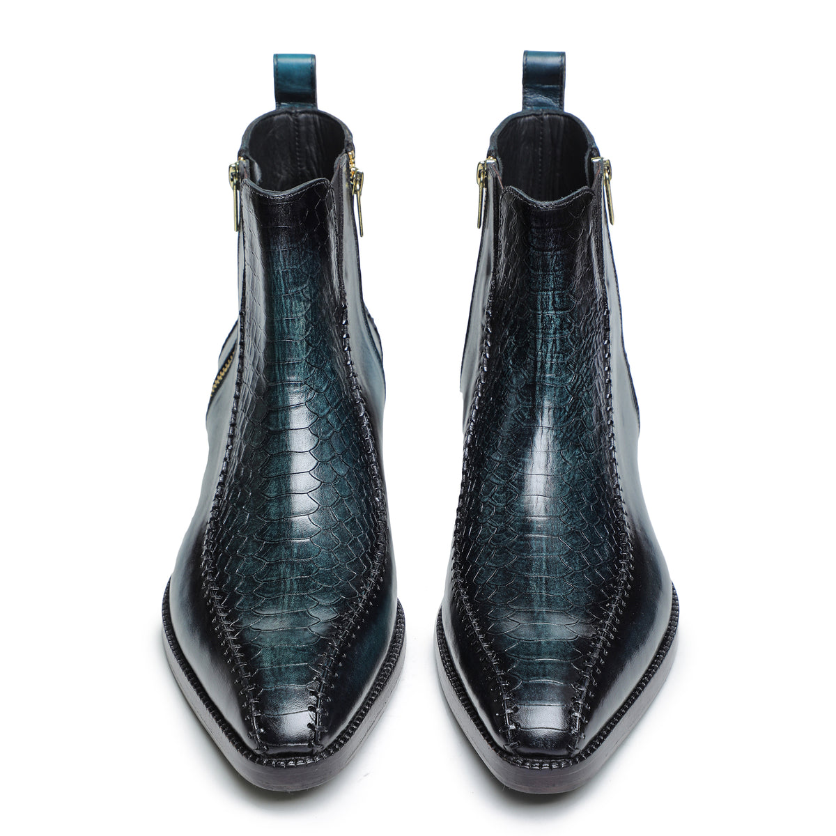 Lusso | FINO Midnight Venom Emerald Luxe Zip Boots