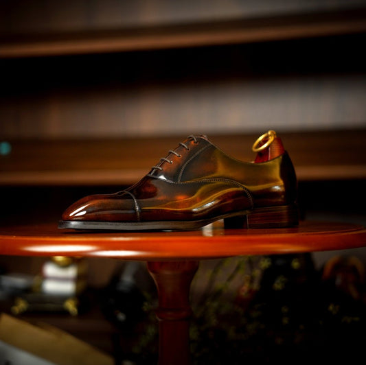 Lusso & FINO |  Grain Crust Leather Balmoral Oxford Shoe For Men's