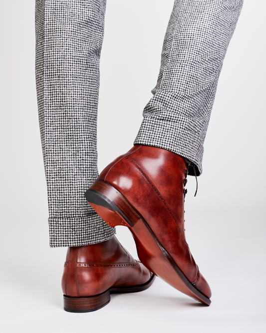 Lusso | FINO Balmoral Brown Patina Finished Boots for Mens