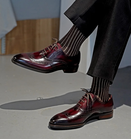 Lusso & FINO Wingtips Goodyear Welted Full Brouge Leather Shoe For Men's