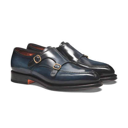 The Slate Blue Apron-Toe Double-Monk Strap