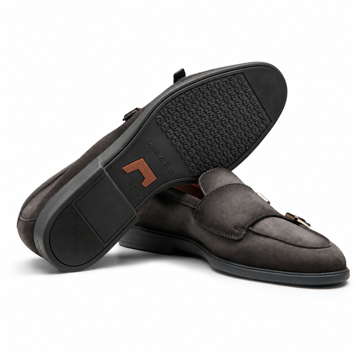 The Charcoal Grey Suede Double-Monk Loafer