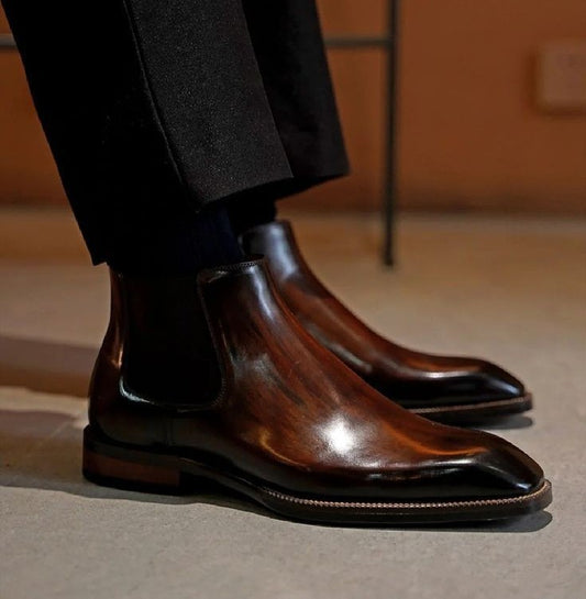 Lusso & FINO Hand Patina Handcrafted Chelsea Boot