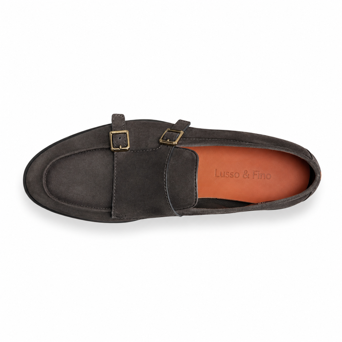The Charcoal Grey Suede Double-Monk Loafer
