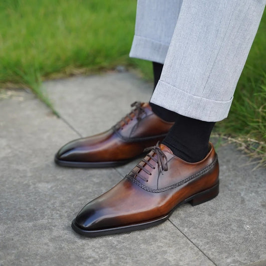 Lusso | FINO Brown Leather Oxford Shoe For Men's