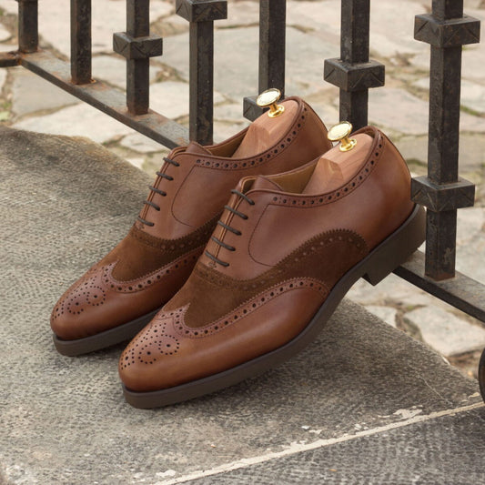 Men’s Wide Fit Brown Full Brogue Leather Shoes