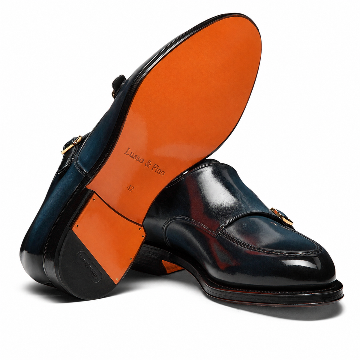 The Slate Blue Apron-Toe Double-Monk Strap