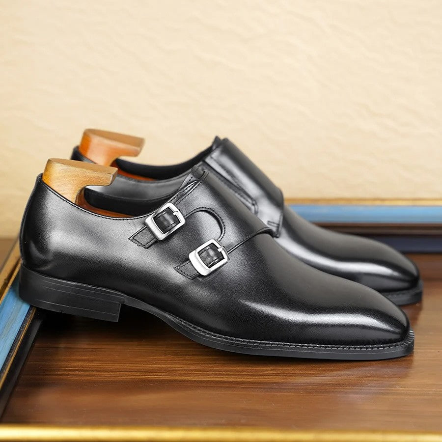 Lusso | FINO Black Double Monk Strap Dress Shoe For Men's