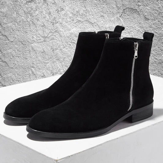 Midnight Zip Suede Leather Boots For Men's