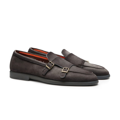 The Charcoal Grey Suede Double-Monk Loafer