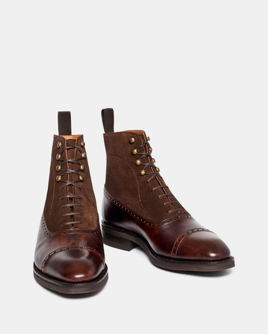 Lusso| FINO Brown Leather Clifton Lace up Boots For Men's