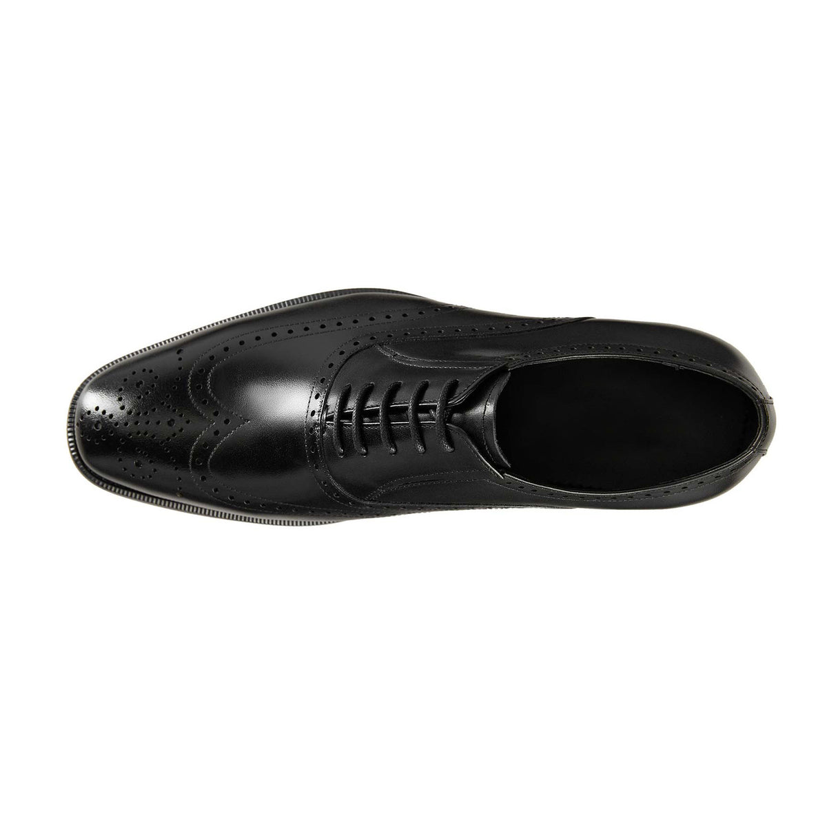 Black Full Wingtip Brouge Oxford leather Lace-up Shoe For Men's