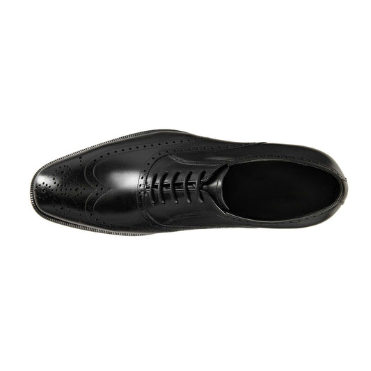 Black Full Wingtip Brouge Oxford leather Lace-up Shoe For Men's