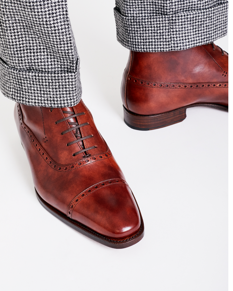 Lusso | FINO Balmoral Brown Patina Finished Boots for Mens