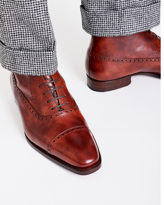 Lusso | FINO Balmoral Brown Patina Finished Boots for Mens