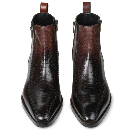 Lusso | FINO Crimson Serpent Regal Side-Zip Boots For Men's