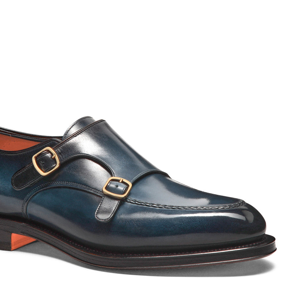 The Slate Blue Apron-Toe Double-Monk Strap