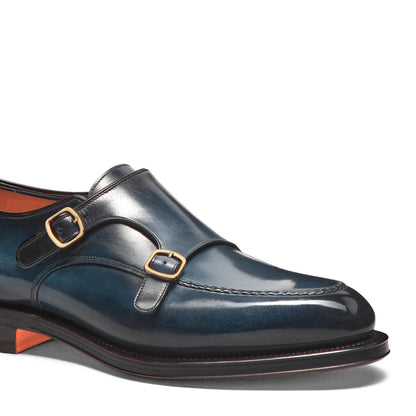 The Slate Blue Apron-Toe Double-Monk Strap