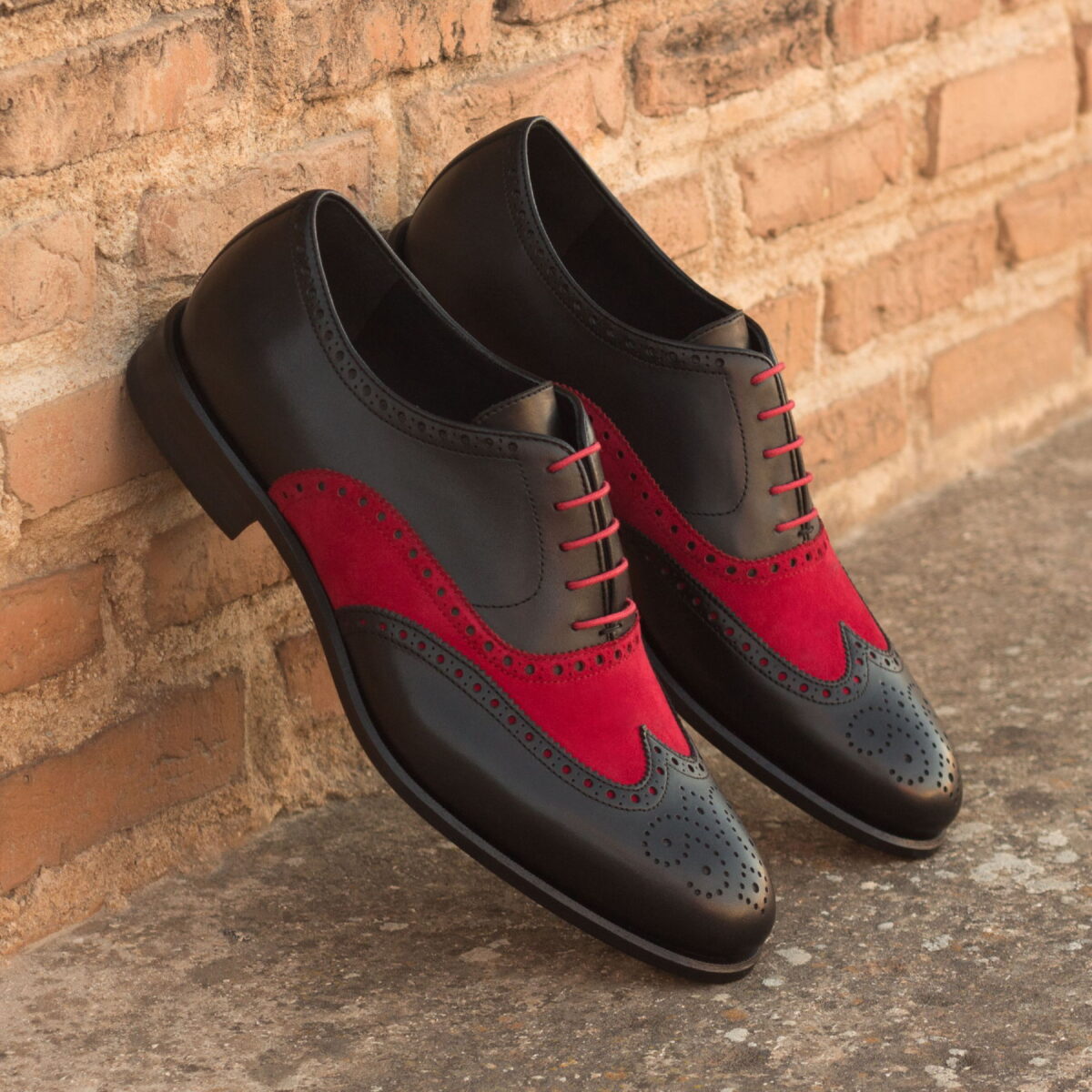 Handcrafted Ruby & Ebony Oxford Wingtips