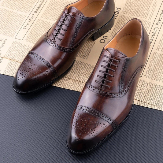 Alfred Maroon Patina Brogue Shoes