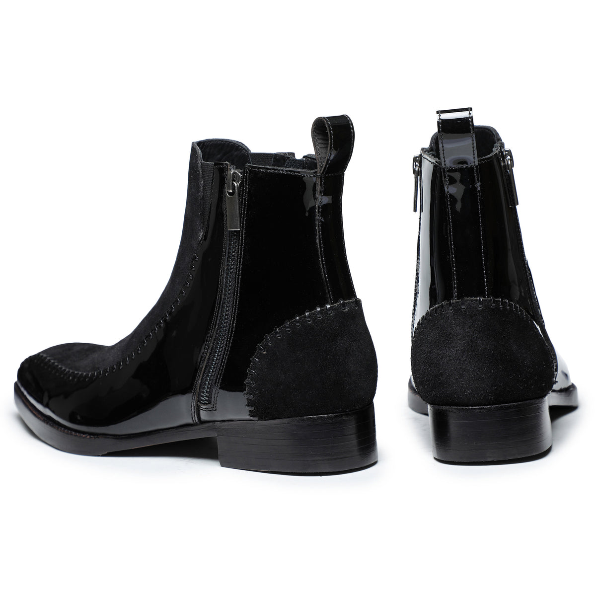 Lusso | FINO Velvet Eclipse Noir Stitched Prestige Boots For Men's