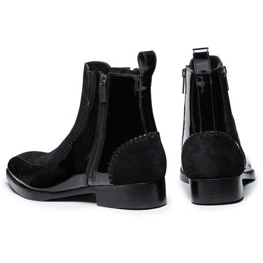 Lusso | FINO Velvet Eclipse Noir Stitched Prestige Boots For Men's
