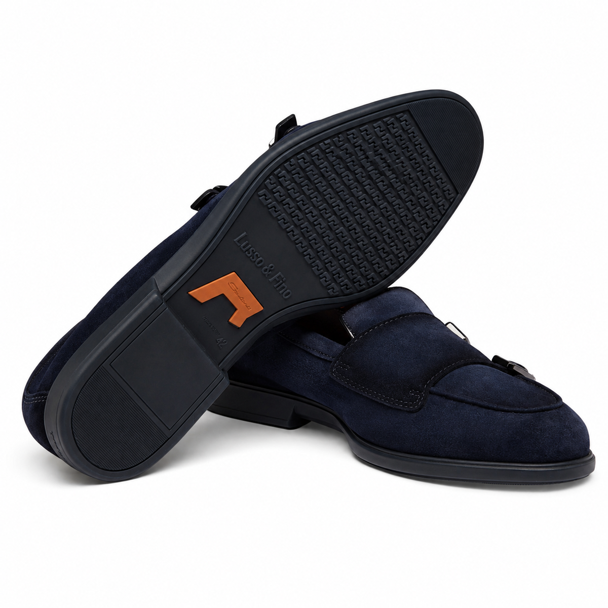 The Midnight Navy Suede Double-Monk Loafer
