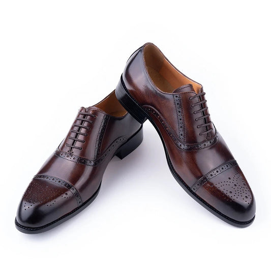 Alfred Maroon Patina Brogue Shoes