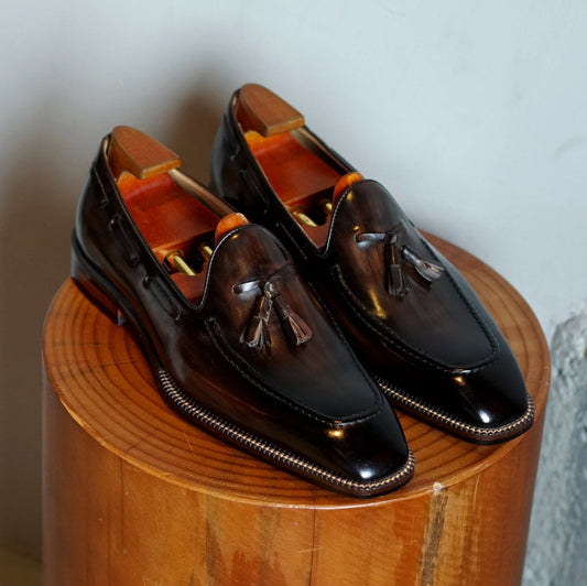 Lusso & FINO | Premium Handmade Brown Brushed  Leather Dress Loafers