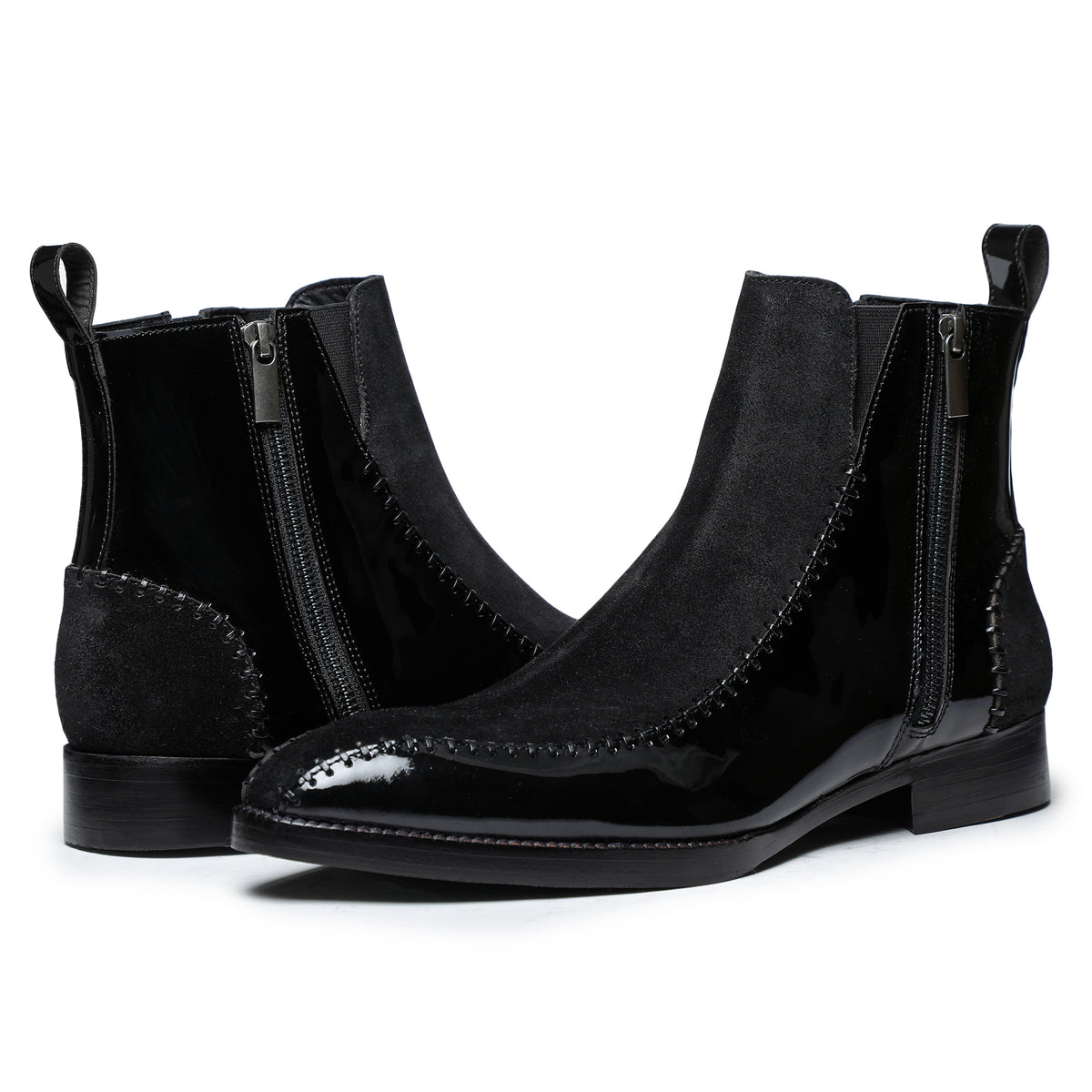 Lusso | FINO Velvet Eclipse Noir Stitched Prestige Boots For Men's