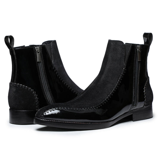 Lusso | FINO Velvet Eclipse Noir Stitched Prestige Boots For Men's