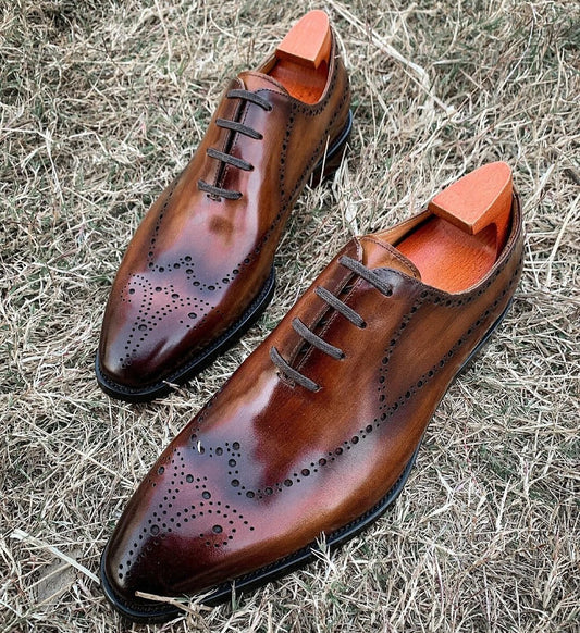 Lusso | FINO Elegant Cognac Brouge Dress Shoe For Men's
