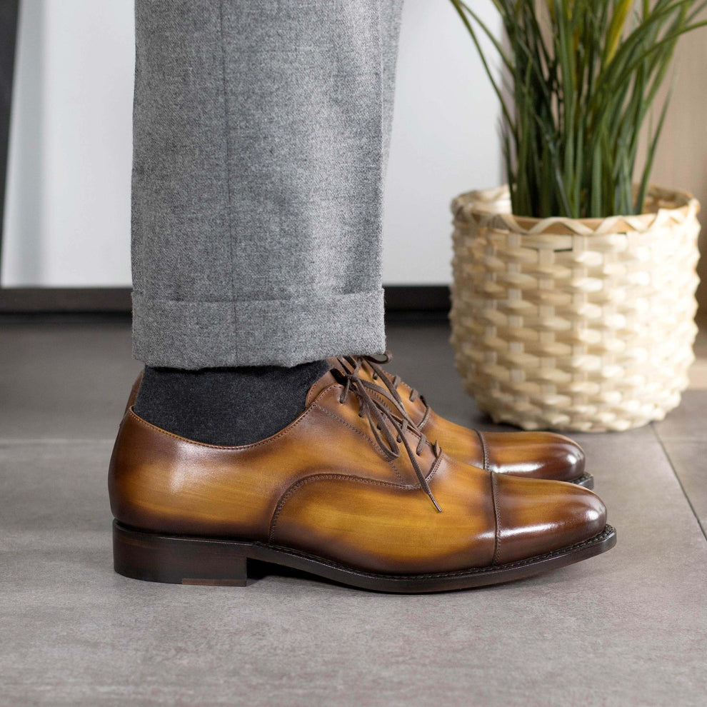 Lusso & FINO | Good Year Welted Patina Finished Oxford Shoe For Men's
