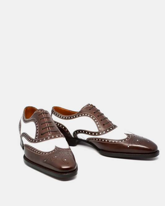 Lusso | FINO Two-Tone Classic Spectator Oxford – Brown & White