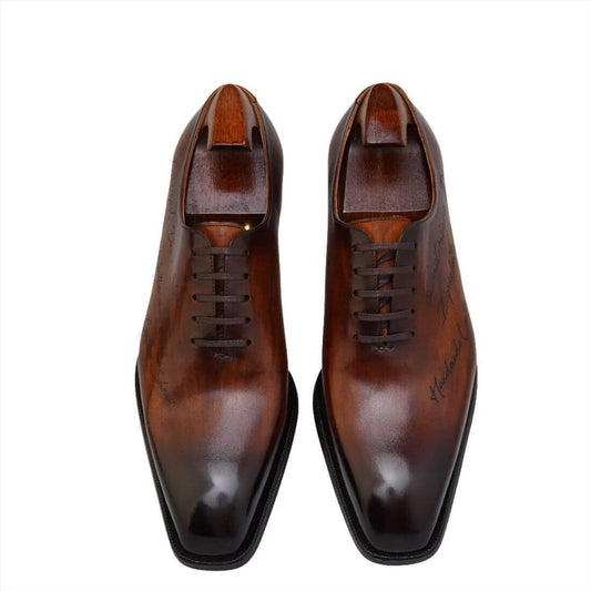 Lusso & FINO Custom Patina Wholecut Oxford Shoes For Men's
