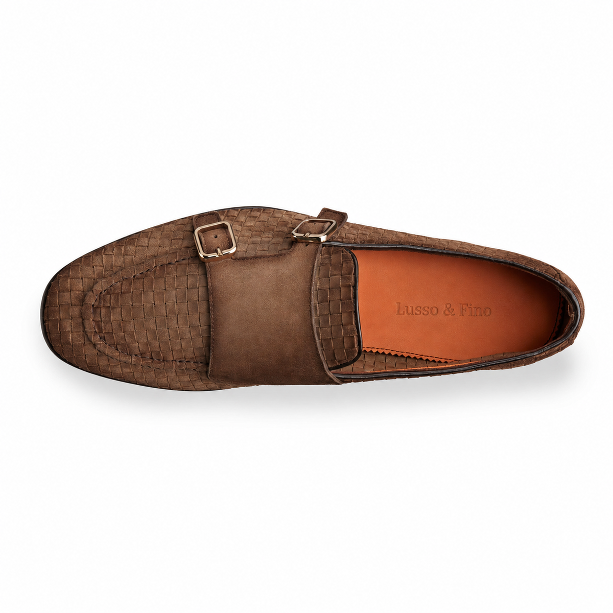 The Brown Woven Suede Double-Monk Loafer