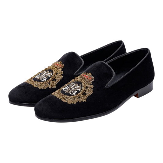 Lusso Fino Regal Crest Velvet Loafers